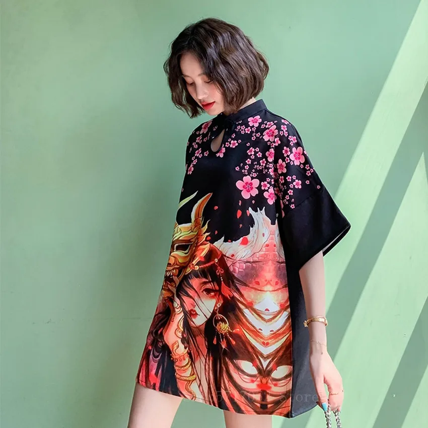 جذع ميت تقريبا التدقيق  Stil Japonez De Femei De Moda Harajuku Kimono Streetwear Costume De Epocă  Liber Casual Chineză De Imprimare De Flori Rochie Neagră / misc |  Albertshop.ro