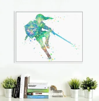 Original Acuarelă Zelda Joc Japonez Poster De Imprimare Imagine Abstracta Camera Pentru Copii Arta De Perete Decor Panza De Tablou Fara Rama Cadouri