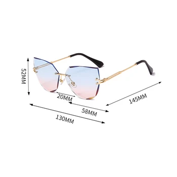 Fără ramă Ochi de Pisica ochelari de Soare Femei de Metal Ochelari de Soare Moda Lady Nuante UV400 Ochelari Polarizati ochelari de Soare de Culoare