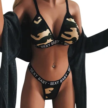 2020 Nou Sutien De Sport Femei Seturi De Camuflaj Scrisoare De Imprimare Set De Lenjerie Corset Push-Up Bralette Vara Bikini Set