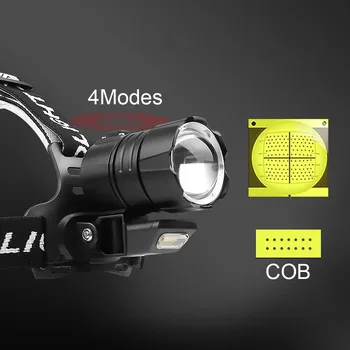 COB Și XHP160 LED Far Far 18650 Cap Lampa USB Reîncărcabilă lanterna fead lanterna XHP90 xhp70 Înaltă Puternică Lanternă