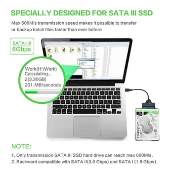USB 3.0 SATA 3 Cablu Sata la USB 3.0 Adaptor de Până la 6 Gbps Suport 2.5 Inch HDD Extern Hard Disk SSD 22 Pin Cablu Sata III
