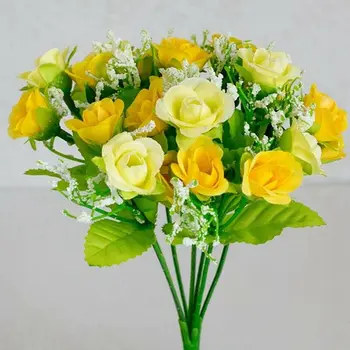 21 Cap Artificiale De Plastic A Crescut De Flori De Mătase Buchet De Nunta Decor Acasă Ușoară Și Moale De Simulare Flori