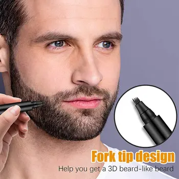 2 În 1 cu Patru Axe Sfat rezistent la apa Si Transpiratie-Dovada Barba Creion de Umplere Bărbați Barba Pen Barba Umplere Pix Cu Kit de Pensulă