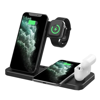 15W Qi Rapid Încărcător Wireless Stand Pentru iPhone 12 11 X 8 Apple Watch 4 in 1 Pliabil de Încărcare Stație de Andocare pentru Airpods Pro iWatch