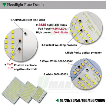 20W 56x50mm SMD2835 LED-uri de Lumină de Inundații PCB Placa Sursă de Lumină Radiator CONDUS de Aluminiu PCB Panou Borad pentru Exterior lămpi de lumini DIY
