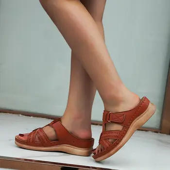 Pantofi de vara pentru Femeie Sandale Pentru Femei Soft Vintage Sandale Anti-alunecare Dimensiuni Mari Tocuri Joase Pantofi Doamnelor Sandale de Mers pe jos