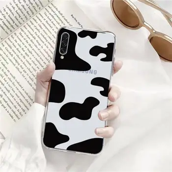 Lapte de vacă Alb Negru Telefon Caz Transparent Pentru Samsung Galaxy A71 A21s S8 S9 S10 plus nota 20 ultra