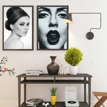 Panza HD Tipărite Negru și Alb Pictura de Perete de Arta Femeie Fermecătoare Poster de Moda, Decor Acasă Portret, Poze Dormitor Modular