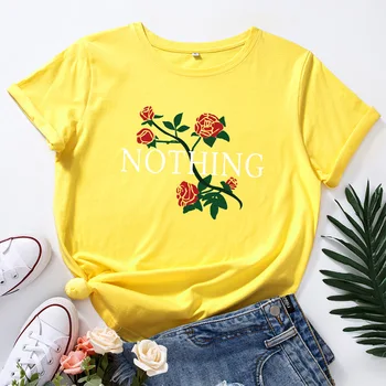 Flori Grafic 2021 Noi Femei Florale Imprimare Tricou Femei Soare Planta Harajuku Tricou De Culoare Roz, Topuri Mujer Camisetas