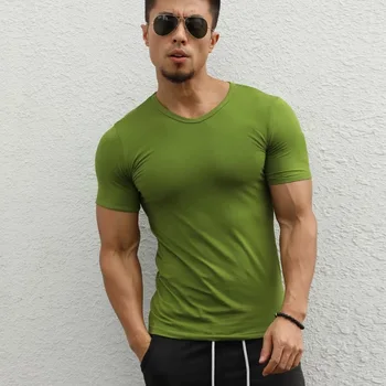 J2159 -Antrenament fitness barbati tricou maneca Scurta barbati termică musculare culturism purta compresie Elastică Subțire exercițiu de îmbrăcăminte