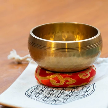 Nepal manual Tibet Buddha castron sunet Yoga Meditație Cântând Castron Alamă Chime Artizanat Terapia prin Muzica Tibetan Singing Bowl