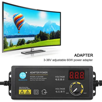 3-36V 60W Putere de Comutare Adaptor Reglabil de Tensiune cu LED-LCD Display Digital Ecran Tensiunii de Alimentare Adaptor