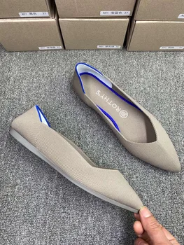 Autentic Rothys Mediu 3D Țesute de Femei Ușoare Pantofi Plat Respirabil Și Confortabil Toate-Meci Doamnelor Pantofi Ascuțite