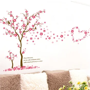 Vii Înflorit Floare de Prune Copac Autocolante de Perete Pentru Magazin, Birou Casa de Decorare 3d Diy Planta de Perete de Artă Murală Acasă Decalcomanii