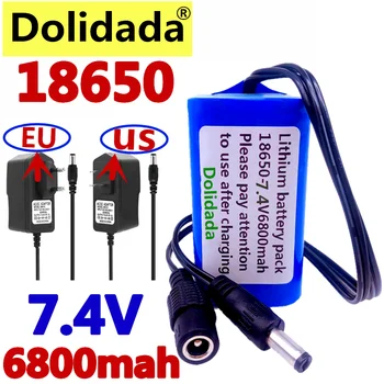 Dolidada Proteja 7.4 V 6800 mAh 8.4 V 18650 Li-ion Baterie lumini de biciclete Cap de lampă specială bateria DC 5.5 MM + 8.4V1A Încărcător