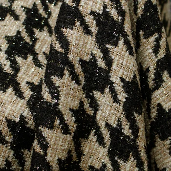 Alb Waxberry Franța Fil-Lumiere Houndstooth Tweed Îmbrăcăminte Materiale Jacheta De Toamna De Cusut Pânză Croitor ping