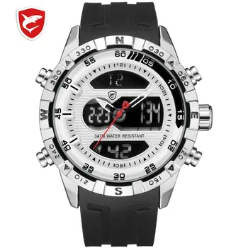 Cool Design RECHIN Bărbați Cronometru Calendar Auto Data de Alarmă LCD Ceas cu Timp Dual Bandă de Cauciuc în aer liber Ceasuri erkek kol saati / SH599