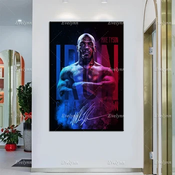 Mike Tyson Fier Campion Cu Semnătura Pictură în Ulei Postere si Printuri pe Canvas Hd Arta de Perete Modular Poze Decor Acasă