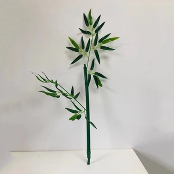 Aqumotic 50cm(1.64 ft) Real Tulpină de Bambus cu Frunze Artificiale de Om Verde Frunze de Simulare Mare de Flori în aer liber, Cameră de Partiție