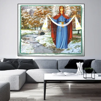 Diy complet diamant pictura Fecioarei Maria pictograma imagine pietre broderie diamant mozaic 5d cruciulițe European Biserica decor