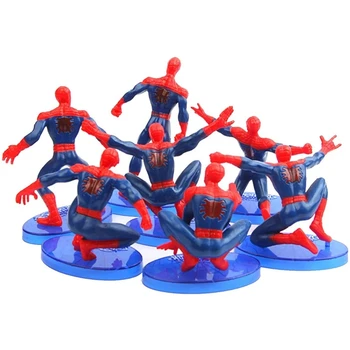 4-7pcs Spiderman PVC Acțiune Figura Versiune Q Spiderman, Iron Man, Hulk Tema Petrecere Copii Model Tort Anime Decor Jucărie