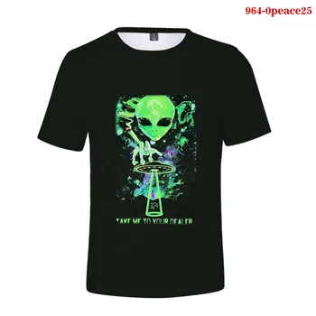 Imprimare 3D Extraterestru Verde T-Shirt Amuzant 90 Hipster Graphic Tee Cămașă de Sus Unisex Femei Maneci Scurte Fashion Street top de Vara Tricou