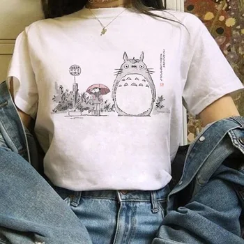 B13 Studio Ghibli Harajuku Kawaii Tricou Femei Ullzang Miyazaki Hayao Tricou Amuzant de Desene animate T-shirt Anime Drăguț Top Tee de sex Feminin