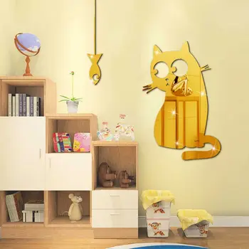 Acril Oglindă de Perete Autocolante de Desene animate Pisica Decor de Perete Art Decor Detașabil Acasă DIY Decorare Camera de zi de Grădiniță Murală Decal