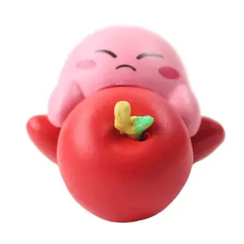6Pcs/set 5 Cm Kawali Star Kirby Chef cu Lingura de Mere Breloc Drăguț Decora Papusi Mini figurina Modelul de Colectare Jucarii Copii