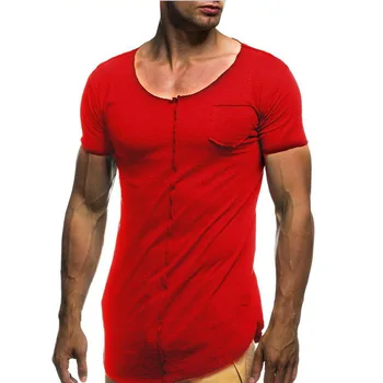 C1170-Vara noi bărbați tricouri culoare solidă slim tendință casual cu mâneci scurte moda