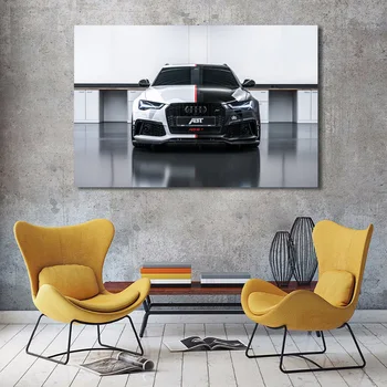 Modern Supercar Poster Art Audi Rs6 Alb și Negru, Panza Pictura, Decoratiuni Interioare Dormitor Perete Estetice Tablou Fara Rama