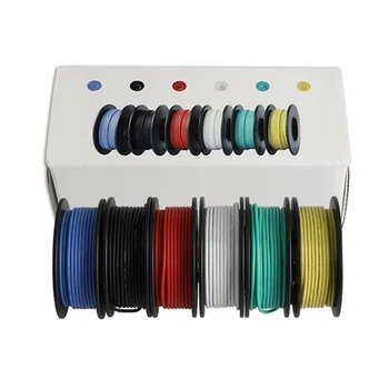 UL3132 24AWG cabluri Electrice Irecuperabile Cârlig-up Sârmă de Cupru Cositorit 138ft 300V Silicon Moale Izolator 6 Culori pentru DIY Jucării Lampa