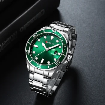 CURREN de Afaceri de Moda Mens Ceasuri de mana Verde Masculin Cuarț Ceas din Oțel Inoxidabil Ceasuri Reloj Hombre