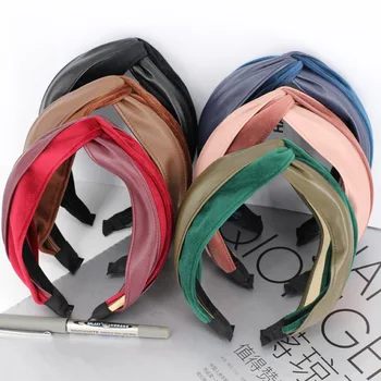 2019 Moda din Piele PU de Catifea Benzile de Păr Pentru Femei Crucea Turban Bentita articole pentru acoperirea capului Fetelor Accesorii de Par Haarband opaska face
