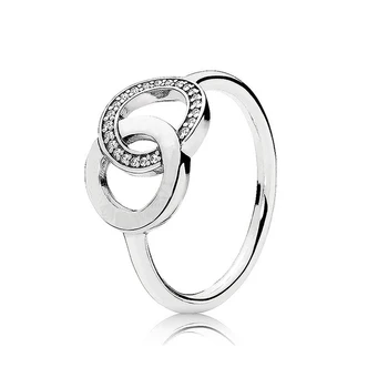 925 Inel Argint Farmec Rotund Deschide Logo-Ul Cercuri Inimile Halo A Crescut Printesa De Aur Claviculă Arc Deget Inel Pentru Femei Bijuterii