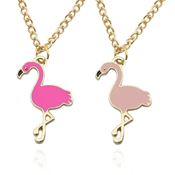 Moda Fete Drăguț Rose Email Flamingo Pandantiv Colier Femei Pasăre Mică, Cravată Colier Feminin Bijuterii Partid Prietena Cadou