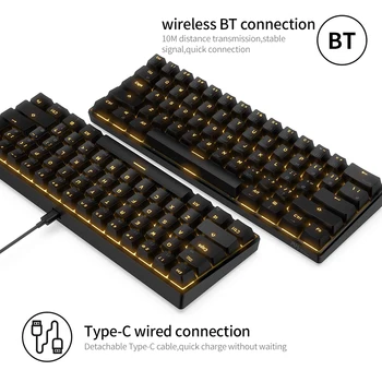 RK61 BT&cu Fir Dual Mode Tastatura Cu 19 de tipuri de efecte de iluminare din spate cu 61 de Taste Mini Tastatură Mecanică de Gaming pentru PC/Tableta/Gamer