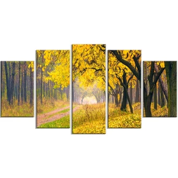 Arta de perete HD Printuri Decor Acasă Poster Imagini de Pădure Galben Frunze de Copac Tablouri Canvas 5 Piese Living Cadru opera de Arta