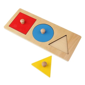 1 Kit Montessori Geometrie Jucărie din Lemn 3 Culori cu Profesioniști din Lemn Jucărie de Învățământ Permanența Obiectelor Cutie cu Tava
