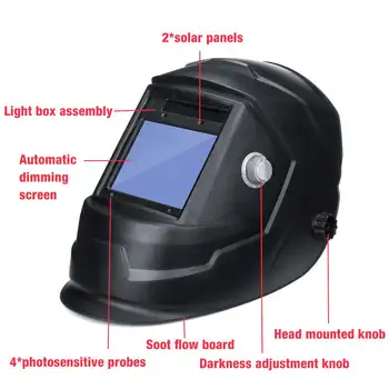 Alimentat solare Auto Întunecare masca de Sudura Reglabil Nuanta DIN Gama 9-13/Restul DIN 4 Mari Vizualiza Zona de Arc Tig Sudor Mig Masca