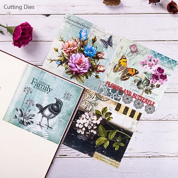 8Pcs/lot Retro Floare Fluture Pergament Nu Adezive etichete de Hârtie Pentru Scrapbooking Meserii DIY Carte Face Fericit Planificator