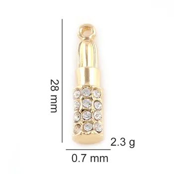 20buc/lot Silvear Aur Femei Elegante Crystal Ruj Farmece Legăna Pandantiv Farmecele Pentru Colier Accesorii 28*0.7 mm