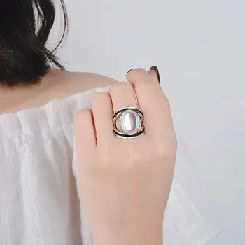 Novo 925 prata esterlina anel de pedra luminosa anel de casamento feminino alta jóias presente
