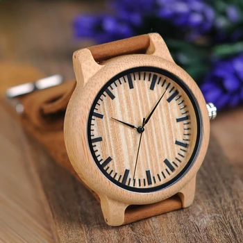 BOBO PASĂRE de Lemn Bărbați Ceasuri Bandă de Piele lucrate Manual pentru Bărbați Cuarț Ceas de mână Automat Data Ceas Pentru Bărbați Ceasuri din Lemn Ceas