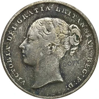 1858 Marea Britanie 1 Shilling Victoria De Cupru Si Nichel Placat Cu Argint Copia Fisei