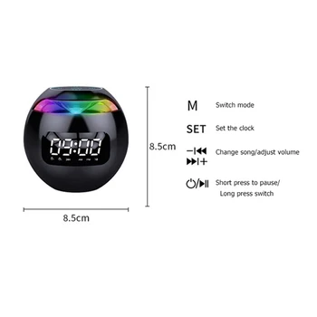 Ceas cu alarmă Afișaj LED Inteligent Bluetooth Mini Vorbitor Caseta de Sunet Bluetooth 5.0 Radio FM Colorate de Lumină Hifi TF Card MP3 Music Play