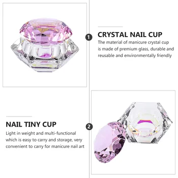 Nail Art Cupa de Cristal cu Capac Manichiura Lichid Acrilic Pulbere de Sticlă Ceașcă