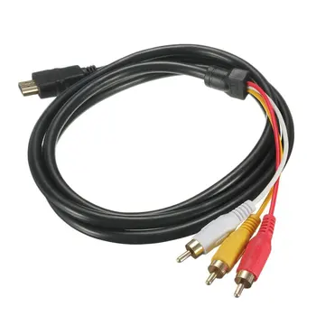 Placat cu aur Conectori de 5 Metri de 1,5 M 1080P HDTV HDMI-compatibil-compatibil Mascul La 3 RCA Audio Video, Cablu AV Cablu Adaptor