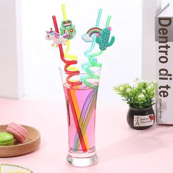 4buc Desene animate Cactus Curcubeu Bufnita Spirala de Plastic Paie de Băut Copiii Folosesc Petrecere Bar Club Special Suc de Paharul de Vin Decor
